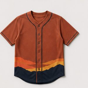 Baseball Jersey Sunset Signal Design for Unisex Summer Street Style Featuring Warm Contrast Binding